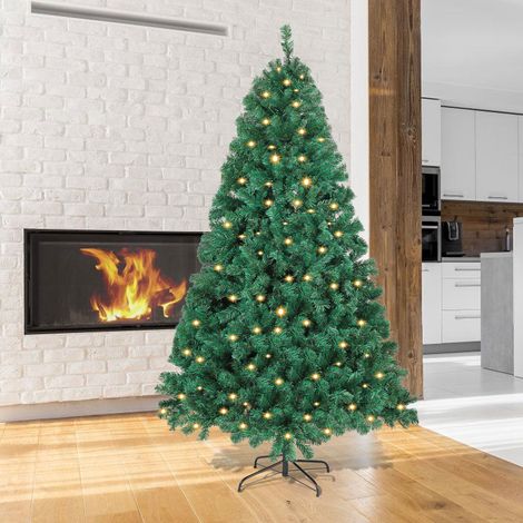 Jiubiaz Albero di Natale artificiale riutilizzabile, con rami automatici e supporto in metallo, con luci a LED, 180 cm. (1/5)