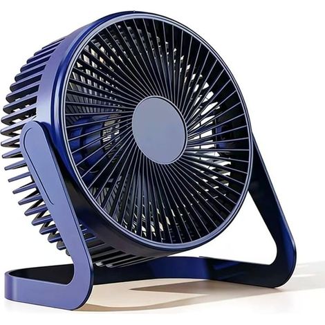 Mini ventilateur de bureau USB, rotation à 360°, sans batterie, Inclinaison tête à 90°,pour bureau, maison, voyage, bleu foncé (1/5)