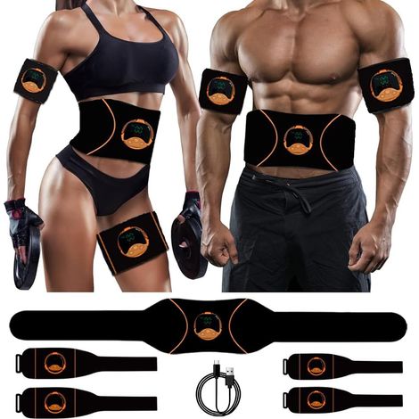Ceinture Electrostimulation Abdominale, Electrostimulateur Musculaire, Ceinture Abdominale EMS Appareil Pas Besoin de Feuilles de Gel USB Charge Femme Homme Entraînement pour Abdomen/Bras/Jambes 5 Pcs (1/5)
