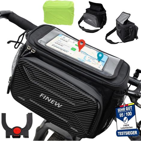 Lenkertasche Fahrrad mit Touchscreen & Adapter, 6L Wasserdicht, für E-Bike (1/5)