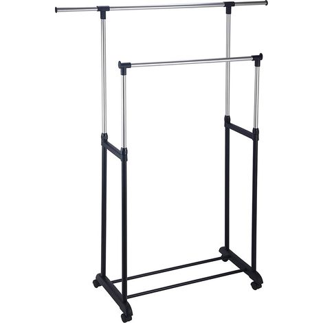 Stand Carrello Stender Appendiabiti Estensibile Porta Abiti Ruote Attaccapanni