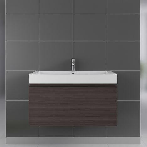 Badmöbel Waschplatz trüffeleiche Holzoptik 100 cm PARMA (1/3)