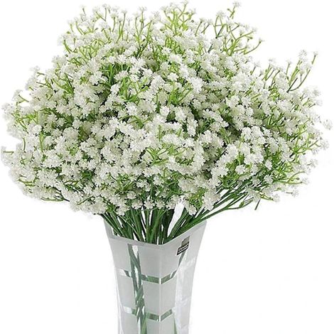 Gypsophile artificielle (12 pièces) - Fleurs blanches en soie pour mariage, fête, enterrement de vie de jeune fille, décoration de bureau-AquaForge (1/5)