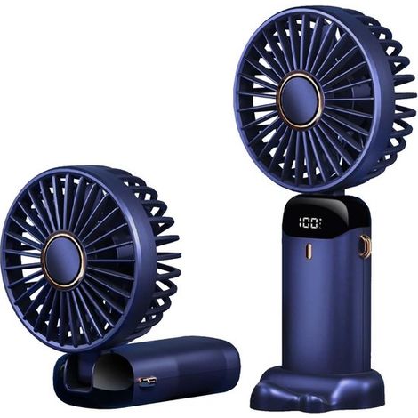 Mini ventilador portátil，recargable por USB，ventilador de escritorio plegable，refrigeración silenciosa para interiores，azul (1/2)