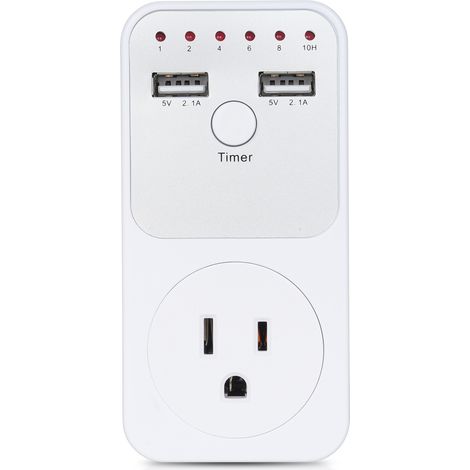 Prise programmable intelligente 1800W avec minuterie compte à rebours, parasurtenseur, 2 ports USB et fiche EU (1/2)