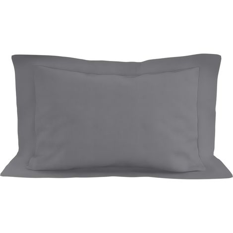 Taie d'oreiller en coton 57 fils 50x70 cm UNI gris, par Soleil d'ocre