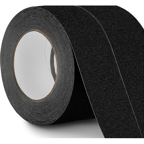 2 Rouleaux Bande Antidérapante 5cm x 10m, Ruban Adhésif Antidérapant Solide pour Escaliers, Intérieur & Extérieur (Noir)