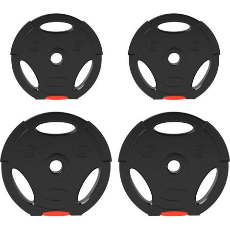 Set di dischi pesi 4 pezzi 2 x 10 kg e 2 x 5 kg per bilanciere da 2,5 cm, foro Ø 30 mm, nero (1/5)