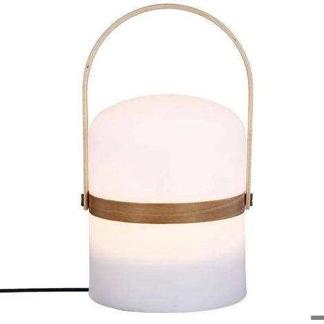 LED-Laterne für Drinnen und Draußen – Aufladung per USB – Farbe Weiß und Holz - Atmosphera (1/3)
