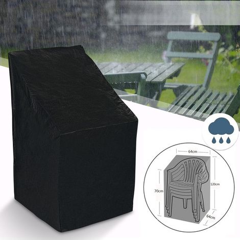 Housse pour mobilier de jardin – Housse pour chaise de jardin – Tissu Oxford 210D – Imperméable, anti-poussière et résistante aux UV – Convient pour les jardins et les balcons – 64 x 64 x 120/70 cm – (1/4)