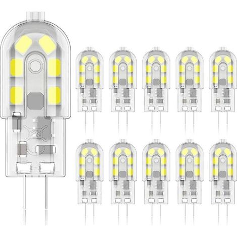 Lot de 10 ampoules LED G4 2W, équivalent 20W halogène, blanc froid 6000K, 200 lumens, 12x SMD, 12V AC/DC - Versailles (1/4)