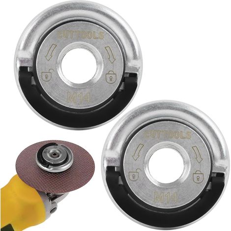 2 Écrous de Serrage Rapide pour Meuleuse D'angle Ecrou de Serrage Rapide M14 avec Levier Auto-bloquant, Installation Rapide, Changement de Disque Abrasif (1/5)