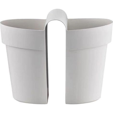 Hängender Balkon-Pflanztopf „Saddle“ – Kunstharz mit Abflussloch – Beige (33 x 22,5 cm) (1/5)