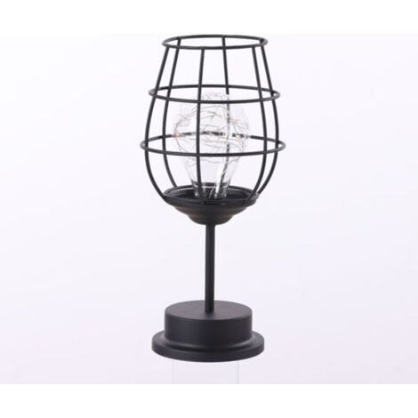 ACKERMAN Lampe LED en fer forgé décorative forme de verre à vin, veilleuse douce pour intérieur, chambre et table de chevet, petite et élégante (1/4)