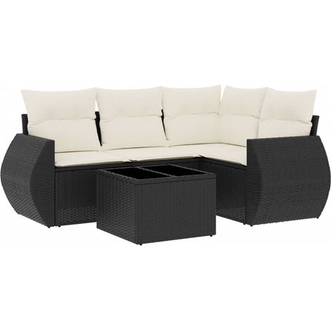 Maison Exclusive - Set de muebles de jardín 5 pzas y cojines ratá (1/3)