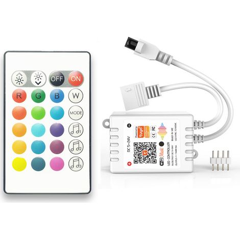 TUYA 24-key dual-mode graffiti Wi-Fi controller, intelligent voice LED controller, external RGB microphone for music.