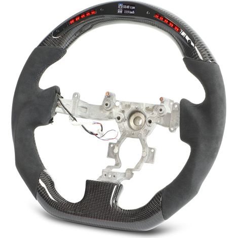 Volant LED en Fibre de Carbone, Roues de Course en Daim en Fibre de Carbone de Type D à Fond Plat, Volant de Performance avec Affichage de la Tension de la Température de l'eau et de la (1/5)
