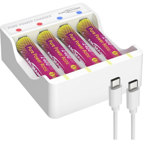 ANSMANN Lithium Ladegerät Pure Power inkl. 4x Micro AAA Akkus