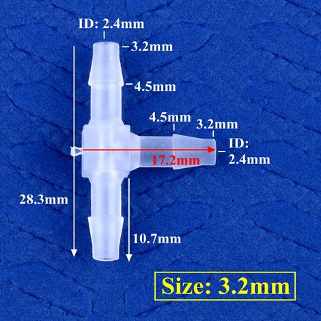 (3,2 mm - 50 pièces) Raccords en T en plastique PP pour tuyau d'irrigation de jardin, adaptateur pour réservoir d'aquarium, tuyau de pompe à air, raccords en T de type pagode (1/5)