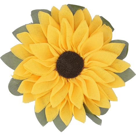 Couronne de tournesol artificielle à suspendre au mur ou à la porte de ferme, décoration printanière pour extérieur