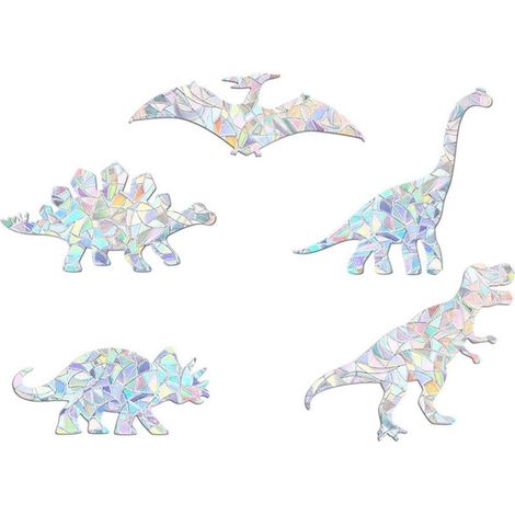 Lot de 5 Autocollants Dinosaures à Réfraction Arc-en-ciel pour Fenêtres, Décoration Murale Intérieure en Pvc, Autocollants Statiques pour Chambre Bébé et Décor de Fenêtre (1/5)