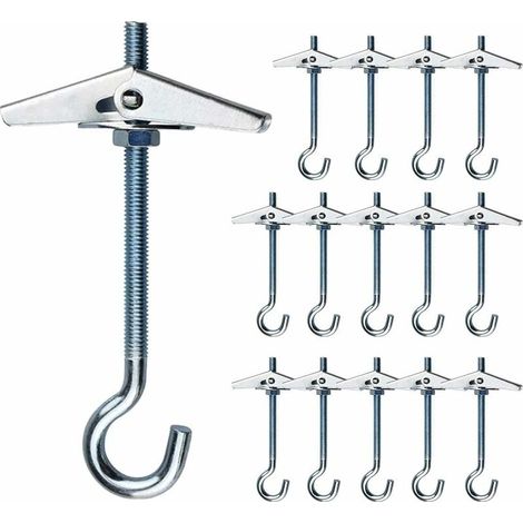 Bolt Wings Hook, Swag Ceiling Hooks, 15 M5/90mm Ceiling Hook Ceiling Mount Hook Toggle Springs Wing Bolts Ceiling Hooks for Ceiling Plants Wall Home (1/5)
