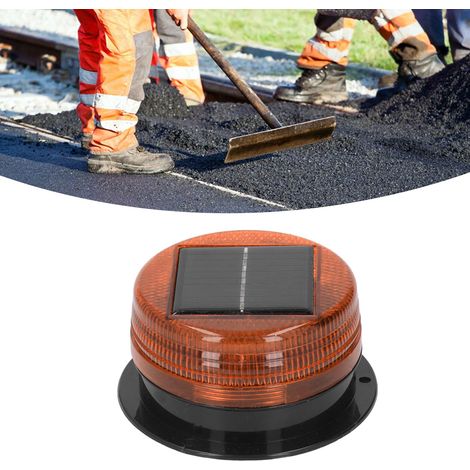 Feu clignotant de signalisation solaire pour la sécurité des chantiers, lumière jaune. (1/5)