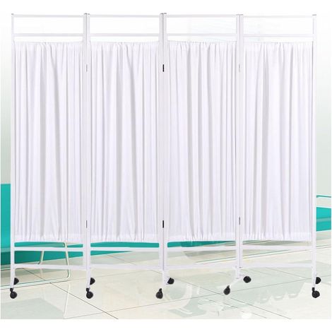 Schermo medico pieghevole a 4 pannelli con tessuto in nylon setoso rimovibile, schermo medico mobile (bianco)
