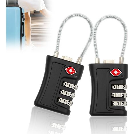 2 Pack Cadenas Valise TSA, Portable ABS Cadenas à Combinaison Portable ABS Cadenas à Combinaison Pour Extérieur Voyage Bagage Camping Casier Cadenas Code 3 Chiffres Noir. (1/5)