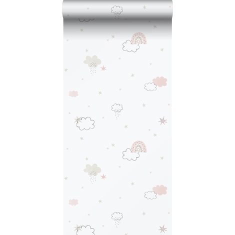 papier peint petits nuages rose clair et blanc - Sanders & Sanders (1/5)