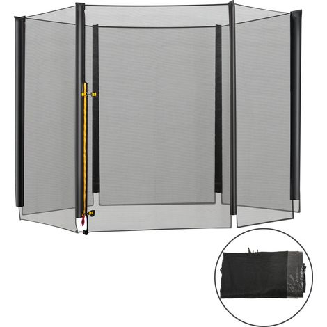 Trampoline Safety Net Replacement Ø305cm, Zip Door, 6 Straight Poles, 305x180cm, Black (1/5)