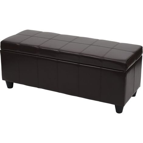 Aufbewahrungs-Truhe Kriens, Sitzbank Bank, Kunstleder, 45x114x45cm braun