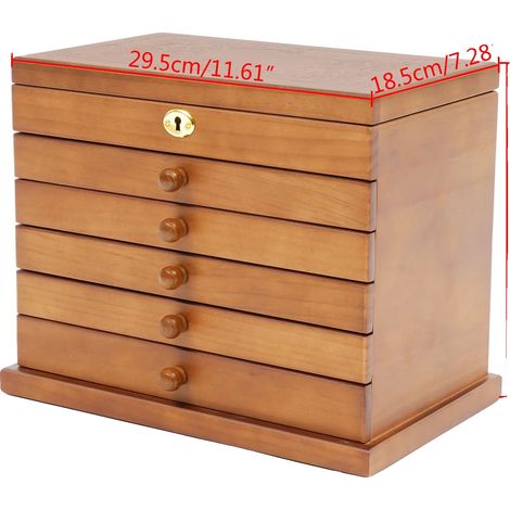Boîte de rangement pour bijoux, couvercle verrouillable, compartiments doublés en velours, Brun Olive (1/2)