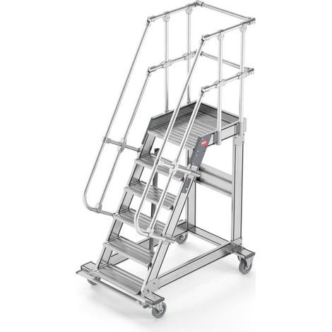 Hailo fahrbare Plattformtreppe Neigung 60° Stufenbreite 1000mm 5 Stufen (1/3)