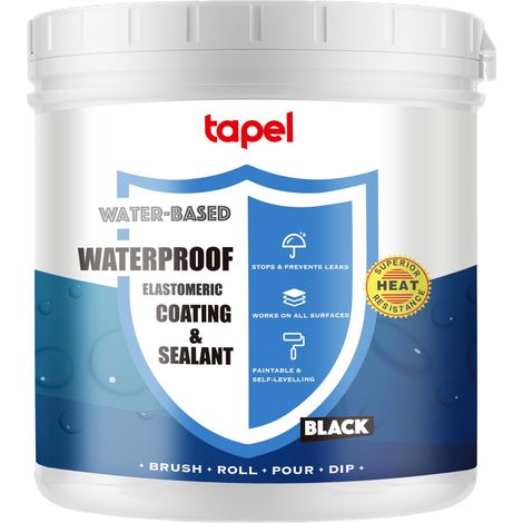 Mastic imperméable en caoutchouc liquide – Noir 1 kg pour 1 m² – Revêtement pour toits et béton, réparation de fuites intérieur/extérieur, comblement des (1/5)
