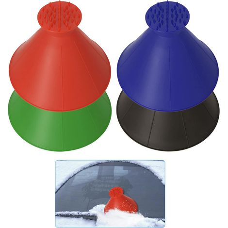 Grattoir à Glace pour Voiture, 4 Pièces Grattoir à Neige Détachable Rond 2 en 1 Portable Plastique Pelle à Neige Durable Outil de Grattoir pour Nettoyer Glace Neige (1/5)