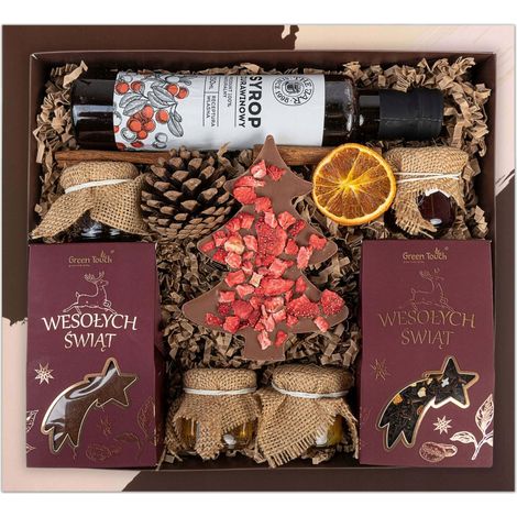 Coffret cadeau avec thé et café, idéal pour un cadeau de Noël ou une sélection de produits fins. (1/5)
