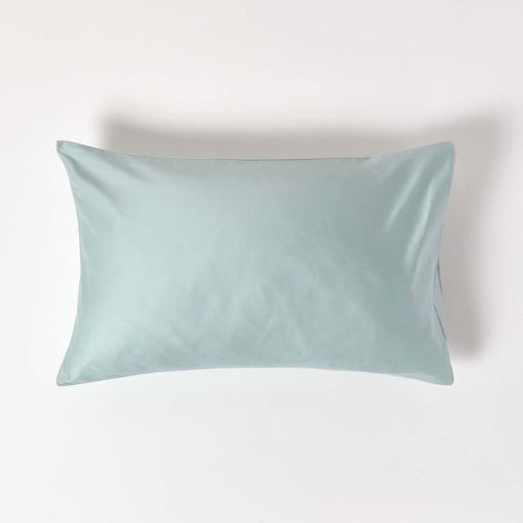 HOMESCAPES Duck Egg Blue Organic Cotton Housewife Pillowcase 400 Thread Count - Duck Egg Blue (1/4)