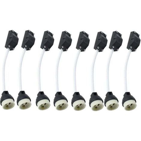 Pack of 10 GU10 ceramic sockets with 2A 250V cable connector, GU10 base adapter socket with insulated cable for GU10 LED lamps, CFLS halogen bulbs, recessed downlights (1/4)