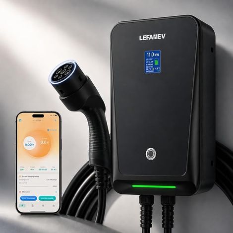 11KW Electric Car Charger with APP, 16A Three Phase Electric Vehicle Charging Station, Supports Bluetooth and WiFi, Type 2 Charging Station with Digital Screen (1/5)
