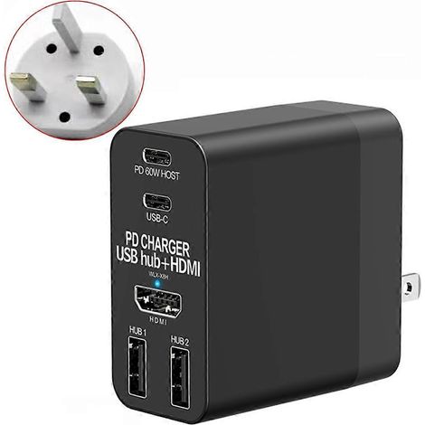 Station d'accueil Type-C 4-en-1 avec ports HDMI et USB 3.0 pour ordinateur portable et téléphone - Compatible Royaume-Uni (1/4)