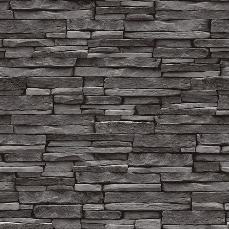Thornton Wallpaper Holden Décor 3D Slate Brick Effect Black Charcoal Modern (1/3)
