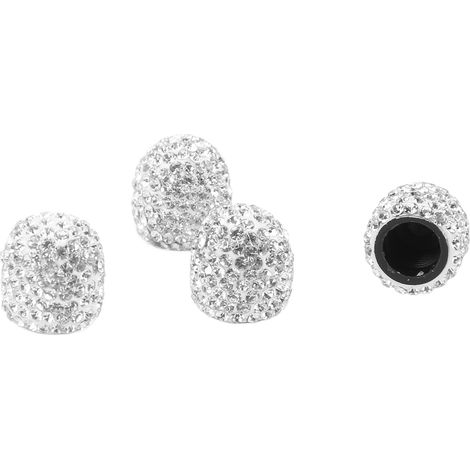 Lot de 4 bouchons de valve Bling 15 mm pour pneus de voiture et moto, couleur argent. (1/5)