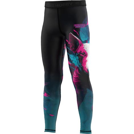 Sportleggings für Kinder mit lebhaftem Bullterrier-Motiv, Größe 152, schwarz