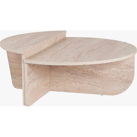 ELYNA Table basse ronde beige D90 cm (1/5)