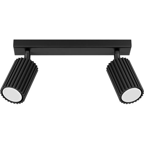 Lámpara de techo Karbon negro aluminio 2xGU10 30cm Sollux (1/5)