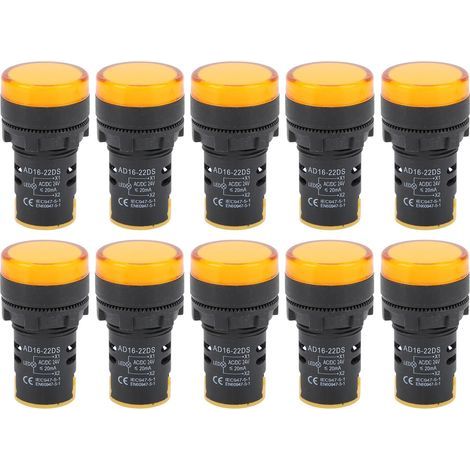 Gelbe LED-Anzeige AD16-22DS, 10 Stück, helle Signallampe für AC/DC24V-Anzeige (1/5)