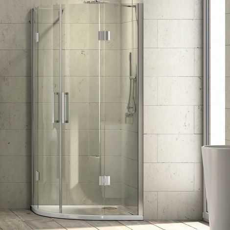 Ogomondo cabina doccia semicircolare due ante battenti cristallo 8 mm misure 88-90x88-90xh195 cm - confezione 1 (1/5)