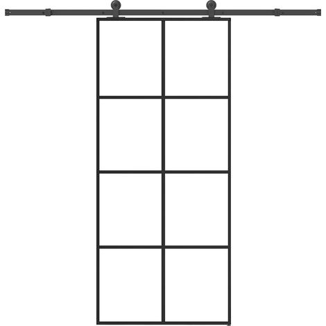 Schiebetür mit Beschlag 90x205 cm ESG-Glas & Aluminium