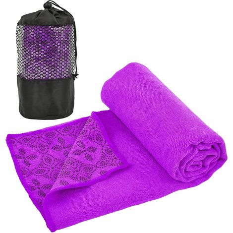 Serviette de yoga antidérapante en microfibre absorbant la transpiration, idéale pour le Pilates et le fitness. (1/5)